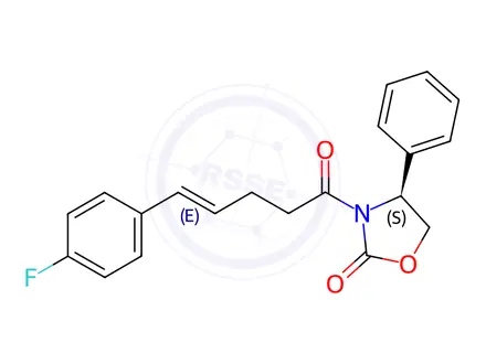 Chemical structure of (4S)-3-[(4E)-5-(4-fluorophenyl)pent-4-enoyl]-4-phenyl-1,3-oxazolidin-2-one