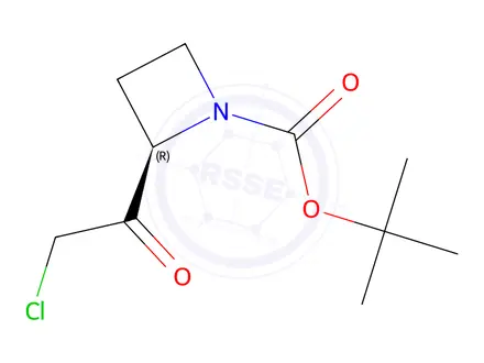 Chemical structure of tert-butyl (2R)-2-(2-chloroacetyl)azetidine-1-carboxylate