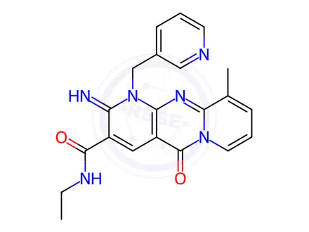 Chemical structure of N-Ethyl-2-imino-10-methyl-5-oxo-1-(pyridin-3-ylmethyl)-2,5-dihydro-1H-dipyrido[1,2-a:2',3'-d]pyrimidine-3-carboxamide