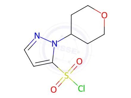 Chemical structure of 1-(oxan-4-yl)-1H-pyrazole-5-sulfonyl chloride