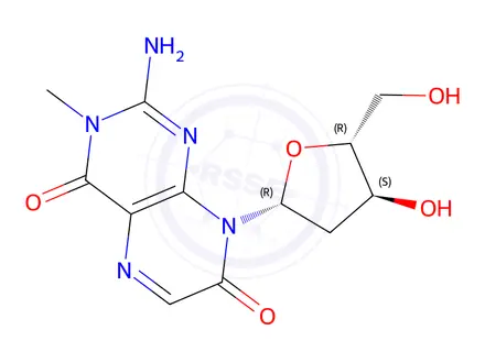 Chemical structure of 3-Methyl-8-(2-deoxy-β-D-ribofuranosyl)isoxanthopterin