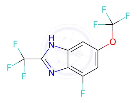 Chemical structure of 4-Fluoro-6-(trifluoromethoxy)-2-(trifluoromethyl)-1H-benzimidazole