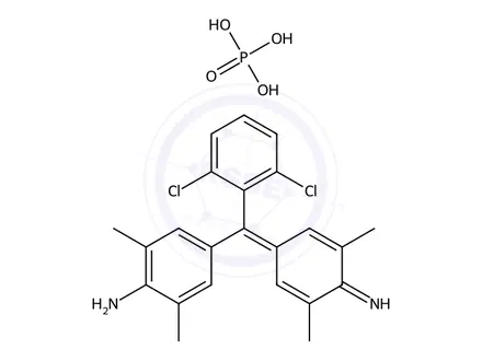 Chemical structure of 4-((2,6-Dichlorophenyl)(4-imino-3,5-dimethylcyclohexa-2,5-dien-1-ylidene)methyl)-2,6-dimethylaniline phosphate