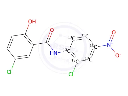 Chemical structure of 13C6-Niclosamide hydrate