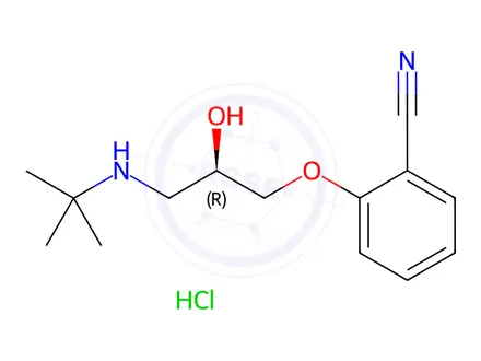 Chemical structure of Benzonitrile, o-[3-(tert-butylamino)-2-hydroxypropoxy]-, monohydrochloride, (-)-(8CI)