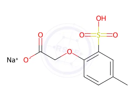 Chemical structure of sodium hydrogen (4-methylsulphonatophenoxy)acetate