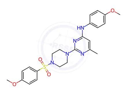 Chemical structure of N-(4-Methoxyphenyl)-2-(4-((4-methoxyphenyl)sulfonyl)piperazin-1-yl)-6-methylpyrimidin-4-amine