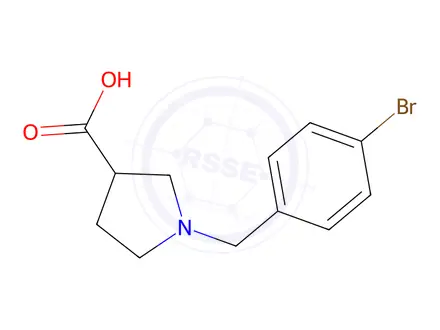 Chemical structure of 1-[(4-bromophenyl)methyl]pyrrolidine-3-carboxylic acid
