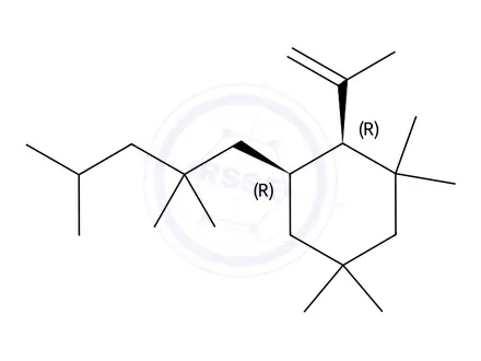 Chemical structure of (2S,3R)-1,1,5,5-tetramethyl-2-(prop-1-en-2-yl)-3-(2,2,4-trimethylpentyl)cyclohexane & (2R,3S)-1,1,5,5-tetramethyl-2-(prop-1-en-2-yl)-3-(2,2,4-trimethylpentyl)cyclohexane