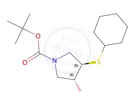 Chemical structure of tert-Butyl (3R,4R)-3-(cyclohexylsulfanyl)-4-hydroxypyrrolidine-1-carboxylate