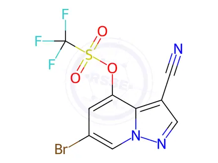 Chemical structure of Methanesulfonic acid, 1,1,1-trifluoro-, 6-bromo-3-cyanopyrazolo[1,5-a]pyridin-4-yl ester