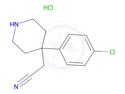 Chemical structure of 2-(4-(4-Chlorophenyl)piperidin-4-yl)acetonitrile hydrochloride