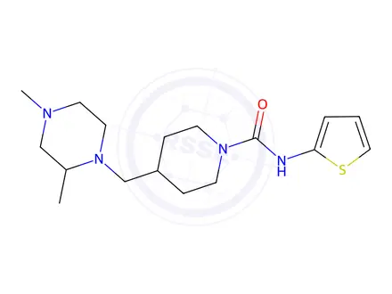 Chemical structure of 4-((2,4-Dimethylpiperazin-1-yl)methyl)-N-(thiophen-2-yl)piperidine-1-carboxamide
