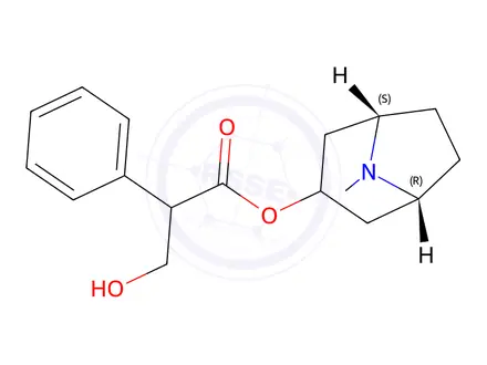 Chemical structure of Benzeneacetic acid, α-(hydroxymethyl)-, (3-exo)-8-methyl-8-azabicyclo[3.2.1]oct-3-yl ester