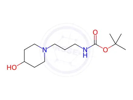 Chemical structure of Carbamic acid, N-[3-(4-hydroxy-1-piperidinyl)propyl]-, 1,1-dimethylethyl ester
