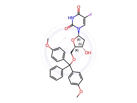 Chemical structure of 2’-Deoxy-5’-O-DMT-5-iodouridine