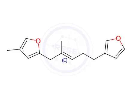 Chemical structure of 2-[(E)-5-(3-Furyl)-2-methyl-2-pentenyl]-4-methylfuran