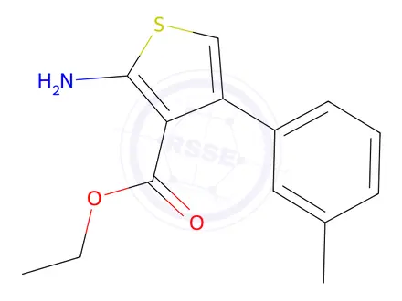 Chemical structure of 2-Amino-3-carboethoxy-4-(3-methylphenyl)thiophene