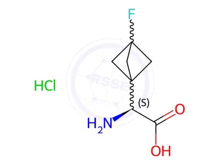 Chemical structure of (2S)-2-amino-2-{3-fluorobicyclo[1.1.1]pentan-1-yl}acetic acid hydrochloride