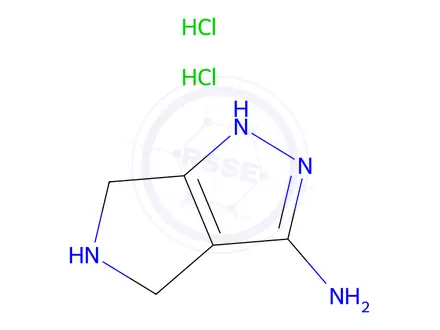 Chemical structure of 1H,4H,5H,6H-pyrrolo[3,4-c]pyrazol-3-amine dihydrochloride