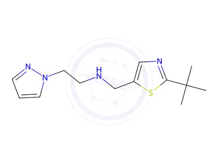 Chemical structure of n-((2-(Tert-butyl)thiazol-5-yl)methyl)-2-(1h-pyrazol-1-yl)ethan-1-amine