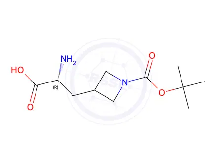 Chemical structure of (R)-2-amino-3-(1-(tert-butoxycarbonyl)azetidin-3-yl)propanoic acid