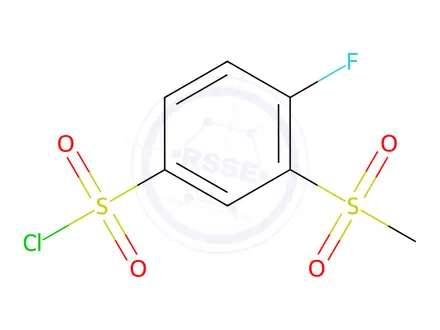 Chemical structure of 4-Fluoro-3-methanesulfonylbenzene-1-sulfonyl chloride
