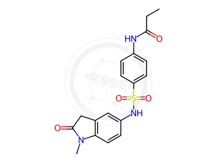 Chemical structure of N-(4-(N-(1-Methyl-2-oxoindolin-5-yl)sulfamoyl)phenyl)propionamide