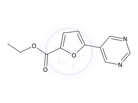 Chemical structure of Ethyl 5-(5-pyrimidyl)-2-furoate