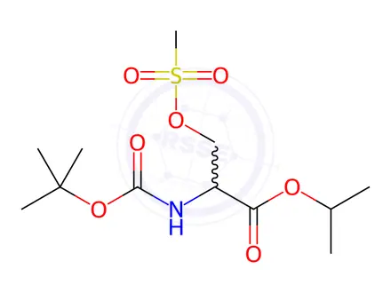 Chemical structure of Serine, N-[(1,1-dimethylethoxy)carbonyl]-O-(methylsulfonyl)-, 1-methylethyl ester