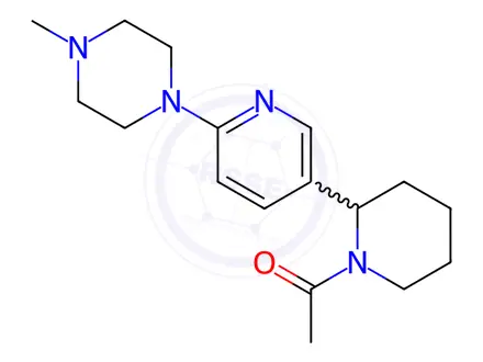 Chemical structure of 1-(2-(6-(4-Methylpiperazin-1-yl)pyridin-3-yl)piperidin-1-yl)ethanone