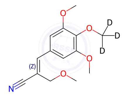 Chemical structure of α-(3,4,5-Trimethoxybenzylidene)-β-methoxypropylnitrile-d3