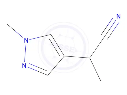 Chemical structure of 2-(1-Methyl-1H-pyrazol-4-yl)propanenitrile