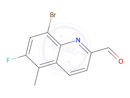 Chemical structure of 8-Bromo-6-fluoro-5-methylquinoline-2-carbaldehyde