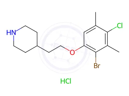 Chemical structure of 4-[2-(2-Bromo-4-chloro-3,5-dimethylphenoxy)ethyl]-piperidine hydrochloride