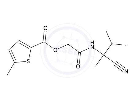 Chemical structure of 2-((2-Cyano-3-methylbutan-2-yl)amino)-2-oxoethyl 5-methylthiophene-2-carboxylate