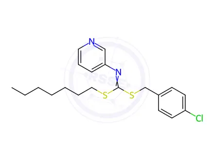 Chemical structure of (4-Chlorophenyl)methyl heptyl-3-pyridinylcarbonimidodithioate