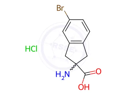 Chemical structure of 2-AMINO-5-BROMO-2,3-DIHYDRO-1H-INDENE-2-CARBOXYLIC ACID HYDROCHLORIDE