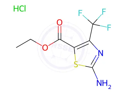 Chemical structure of ethyl 2-amino-4-(trifluoromethyl)-1,3-thiazole-5-carboxylate hydrochloride