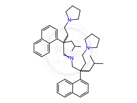 Chemical structure of N-[4-Methyl-2-(1-naphtyl)-2-(2-pyrrolizinoethyl)amyl]-4-methyl-2-(1-naphtyl)-2-(2-pyrrolizinoethyl)-1-pentanimine