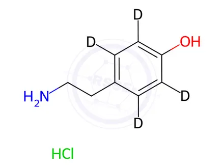 Chemical structure of p-Tyramine-d4 Hydrochloride