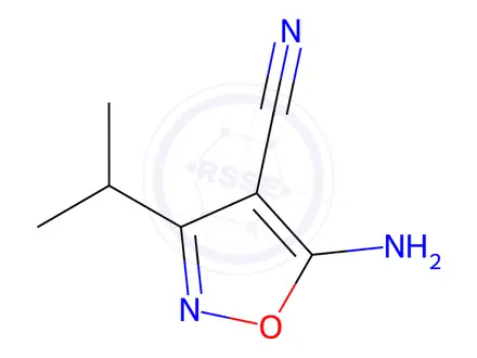Chemical structure of 4-Isoxazolecarbonitrile,5-amino-3-(1-methylethyl)-(9CI)