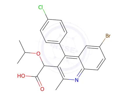 Chemical structure of 2-(6-Bromo-4-(4-chlorophenyl)-2-methylquinolin-3-yl)-2-isopropoxyacetic acid