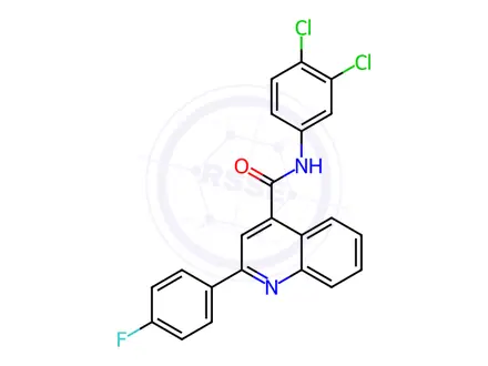 Chemical structure of N-(3,4-Dichlorophenyl)-2-(4-fluorophenyl)quinoline-4-carboxamide