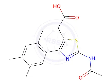 Chemical structure of 2-(2-Acetamido-4-(2,4,5-trimethylphenyl)thiazol-5-yl)acetic acid