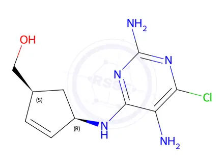 Chemical structure of (1S,4R)-4-[(2,5-Diamino-6-chloro-4-pyrimidinyl)amino]-2-cyclopentene-1-methanol
