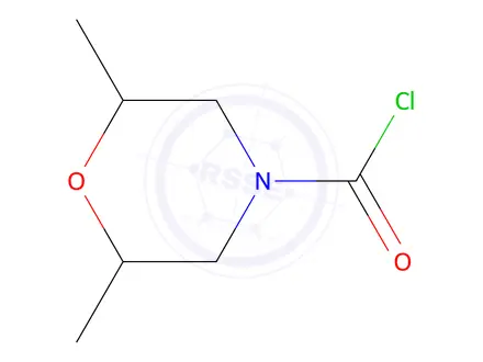 Chemical structure of Rel-(2S,6R)-2,6-dimethylmorpholine-4-carbonyl chloride