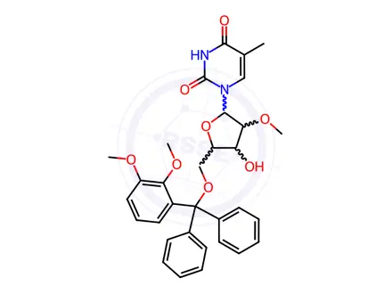 Chemical structure of 5’-O-(Dimethoxytrityl)-5-methyl-2’-O-methyluridine