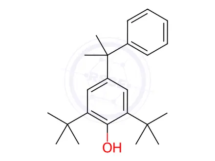 Chemical structure of 2,6-bis(tert-butyl)-4-(1-methyl-1-phenylethyl)phenol
