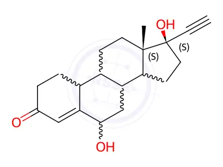 Chemical structure of Norethindrone 6-alpha-Hydroxy Impurity